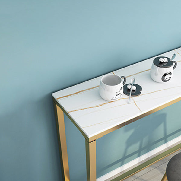 Glam Pub Table Trestle Base Rectangle Bar Table for Indoor and Breakroom