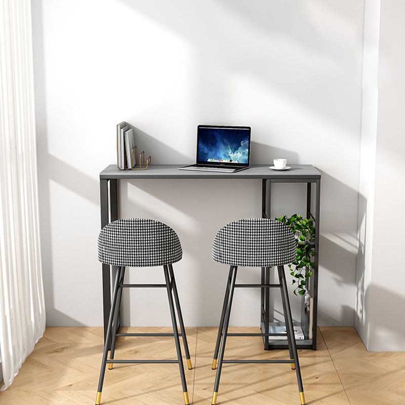 Rectangle Sintered Stone Bar Table Black and Metal Base Bar Table for Kitchen Living Room