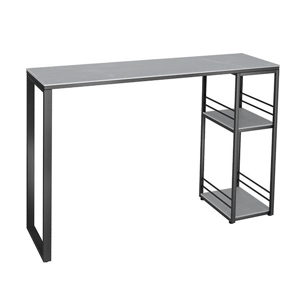 Rectangle Sintered Stone Bar Table Black and Metal Base Bar Table for Kitchen Living Room