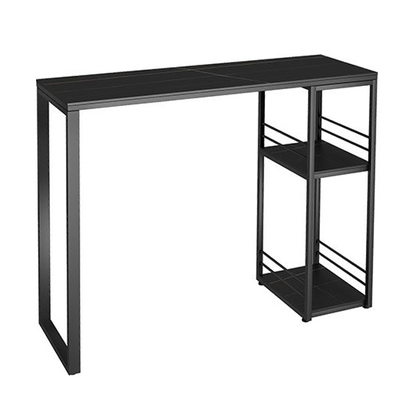 Rectangle Sintered Stone Bar Table Black and Metal Base Bar Table for Kitchen Living Room