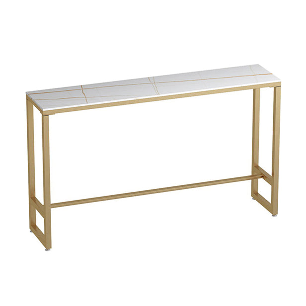 Rectangle Sintered Stone Bar Table Gold and Metal Base Bar Table for Kitchen Living Room
