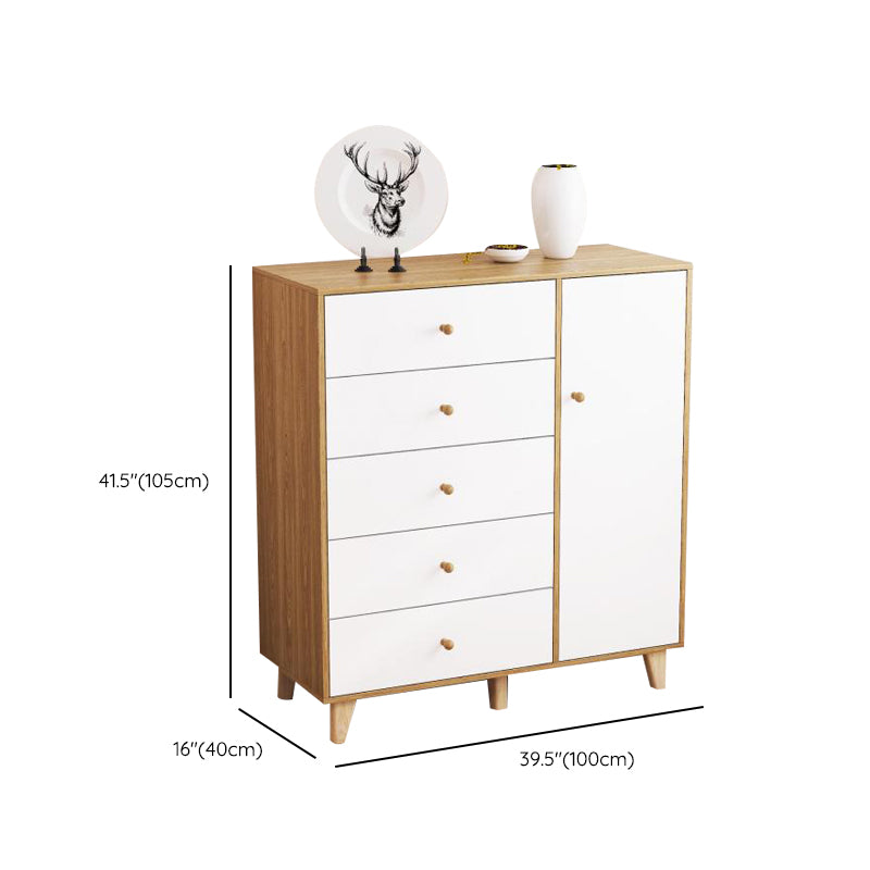 Contemporary Engineered Wood Bedroom Storage Chest Vertical Chest with Drawers