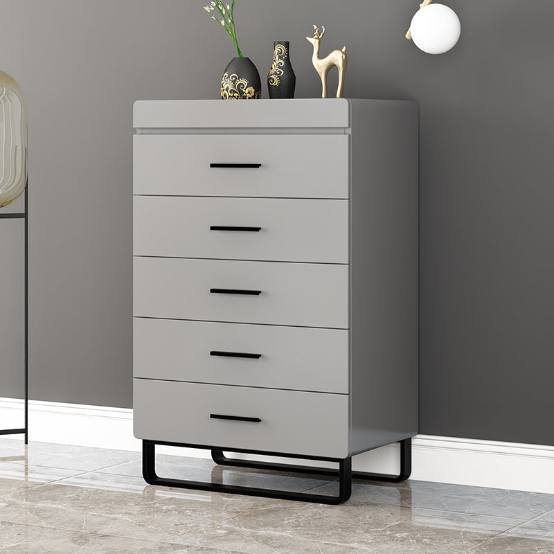 Contemporary Bedroom Storage Chest Engineered Wood Chest in Gray with Drawers