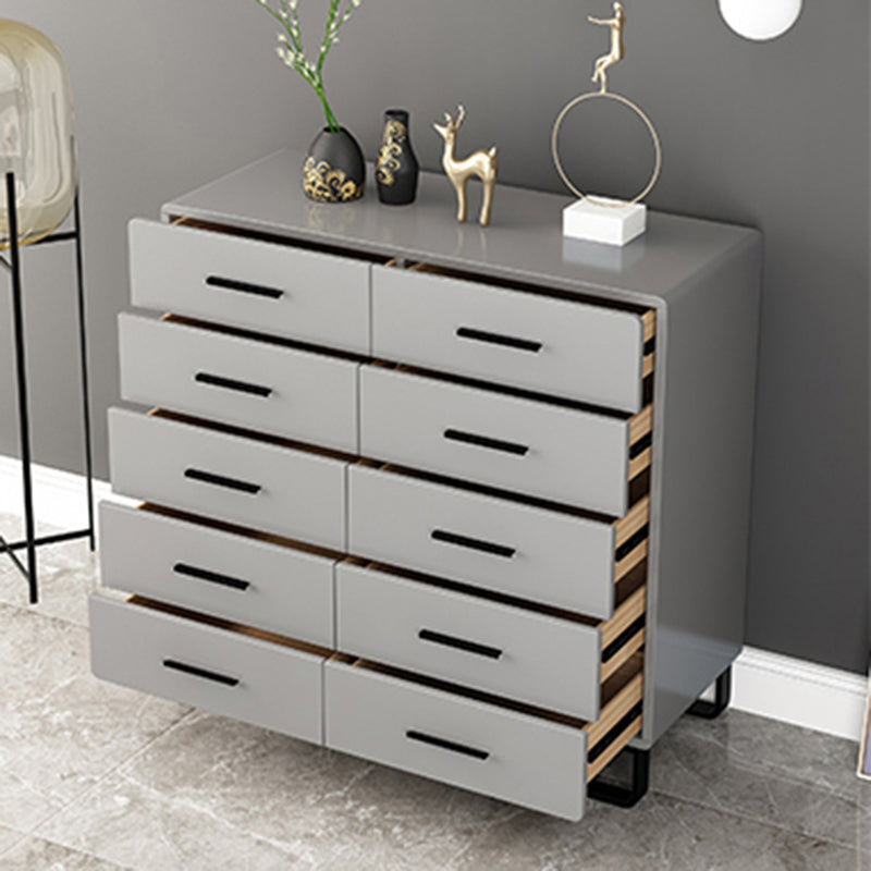 Contemporary Bedroom Storage Chest Engineered Wood Chest in Gray with Drawers