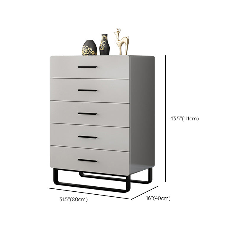 Contemporary Bedroom Storage Chest Engineered Wood Chest in Gray with Drawers