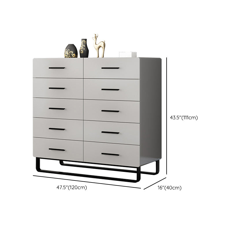 Contemporary Bedroom Storage Chest Engineered Wood Chest in Gray with Drawers