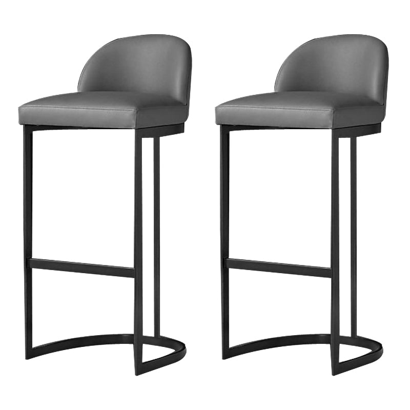 Glam Faux Leather Bar Stool Footrest Counter-height Stool for Dining Room