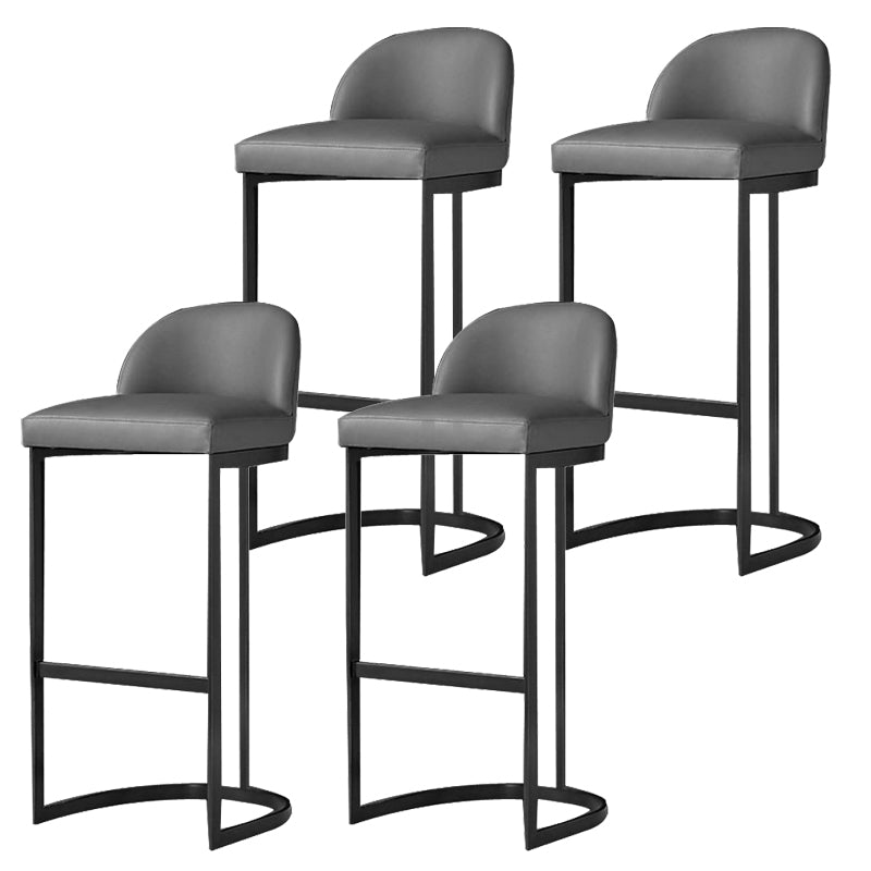 Glam Faux Leather Bar Stool Footrest Counter-height Stool for Dining Room