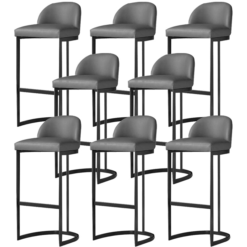 Glam Faux Leather Bar Stool Footrest Counter-height Stool for Dining Room
