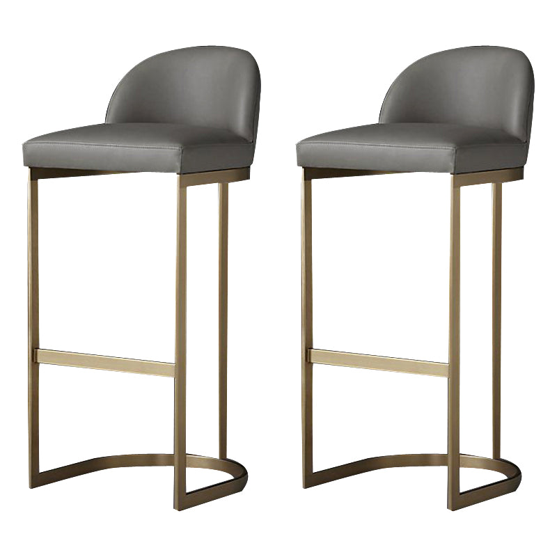 Glam Faux Leather Bar Stool Footrest Counter-height Stool for Dining Room