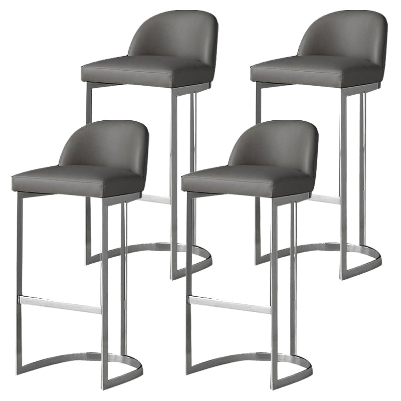 Glam Faux Leather Bar Stool Footrest Counter-height Stool for Dining Room