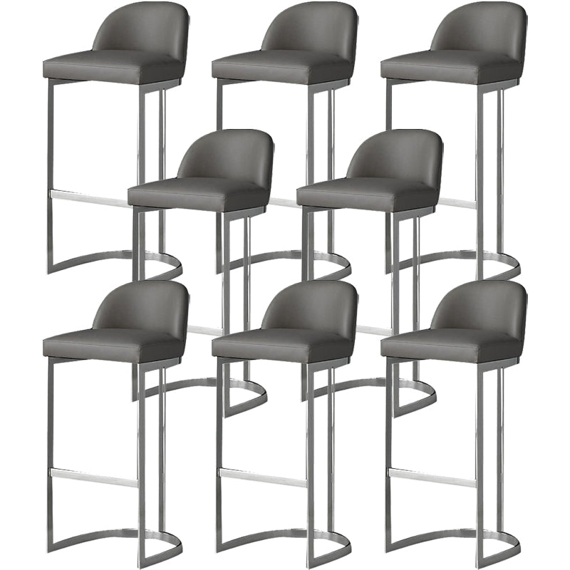 Glam Faux Leather Bar Stool Footrest Counter-height Stool for Dining Room