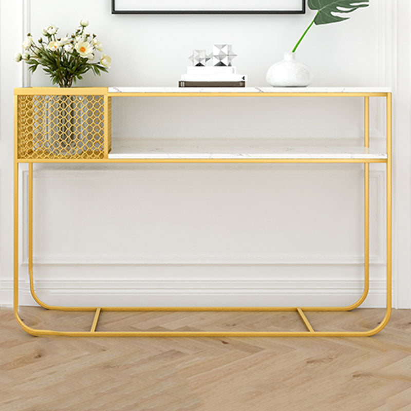 Contemporary Console Accent Table Antique Finish Sofa Console Table in Marble