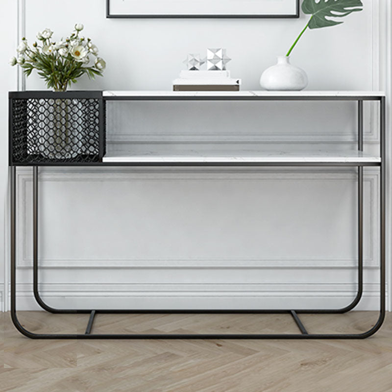 Contemporary Console Accent Table Antique Finish Sofa Console Table in Marble