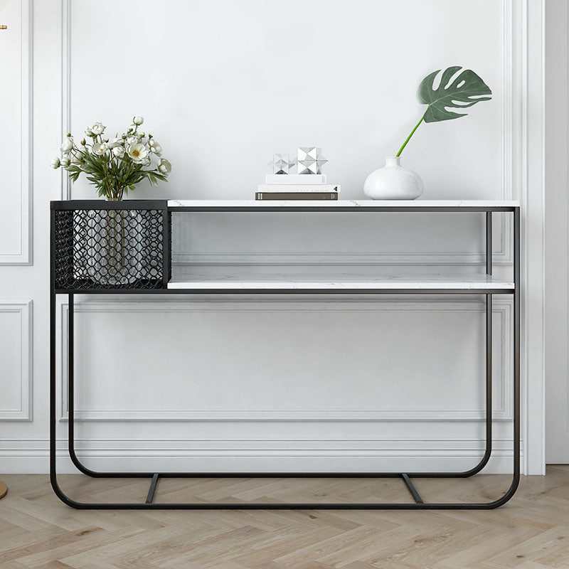 Contemporary Console Accent Table Antique Finish Sofa Console Table in Marble