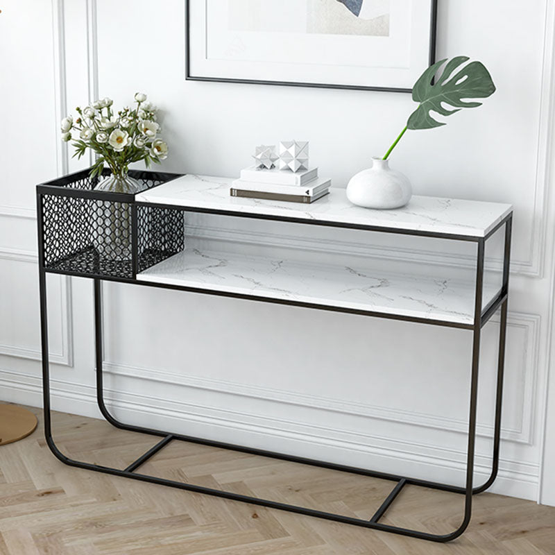 Contemporary Console Accent Table Antique Finish Sofa Console Table in Marble