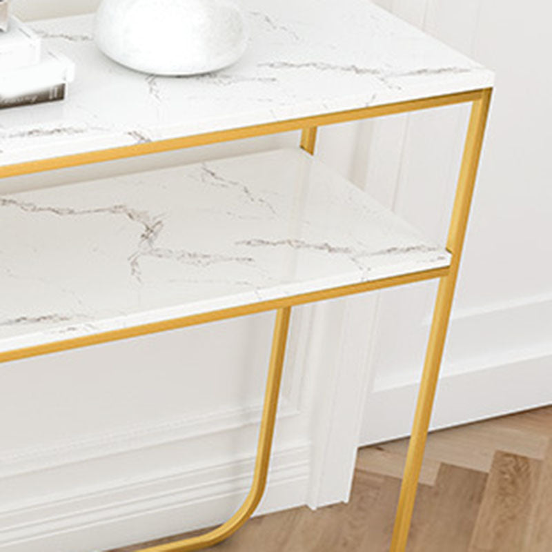 Contemporary Console Accent Table Antique Finish Sofa Console Table in Marble