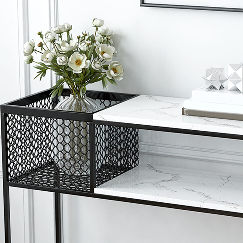 Contemporary Console Accent Table Antique Finish Sofa Console Table in Marble