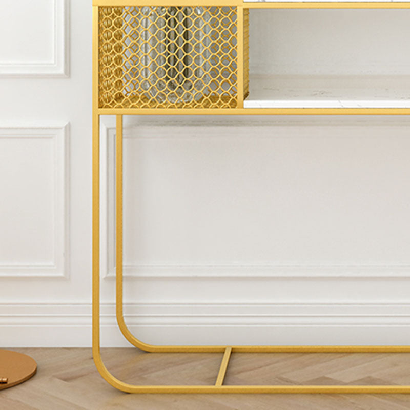 Contemporary Console Accent Table Antique Finish Sofa Console Table in Marble