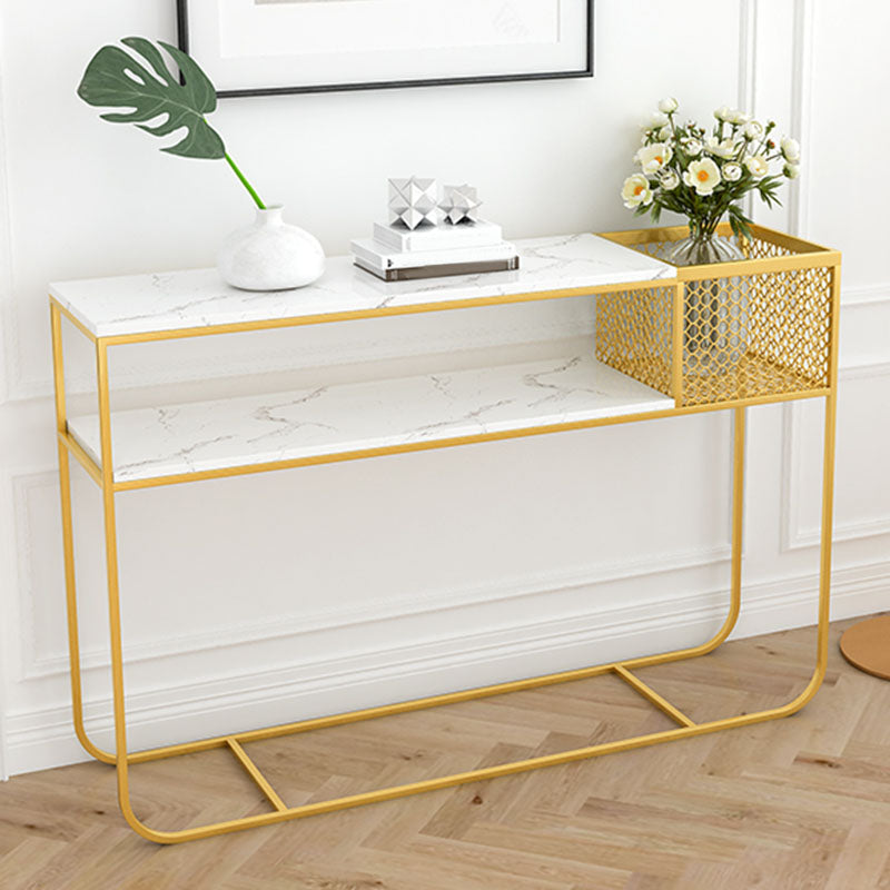 Contemporary Console Accent Table Antique Finish Sofa Console Table in Marble