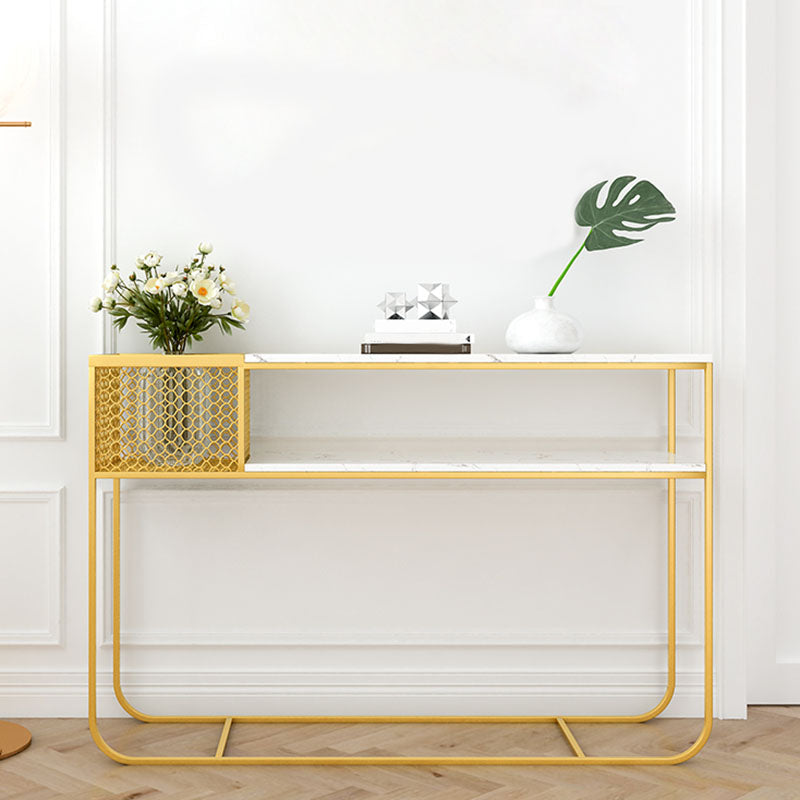 Contemporary Console Accent Table Antique Finish Sofa Console Table in Marble