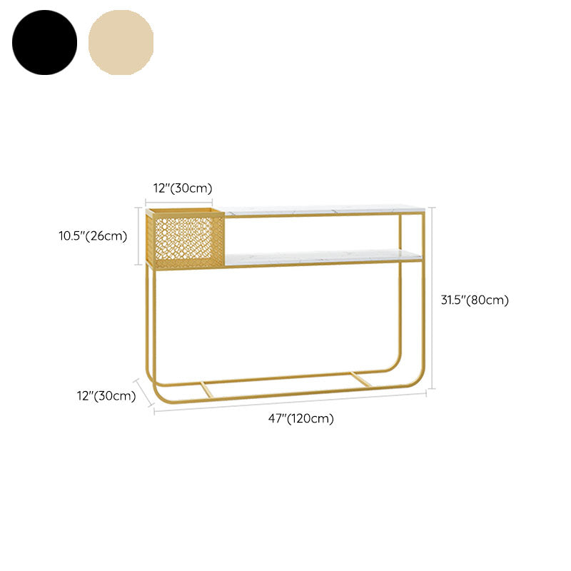 Contemporary Console Accent Table Antique Finish Sofa Console Table in Marble