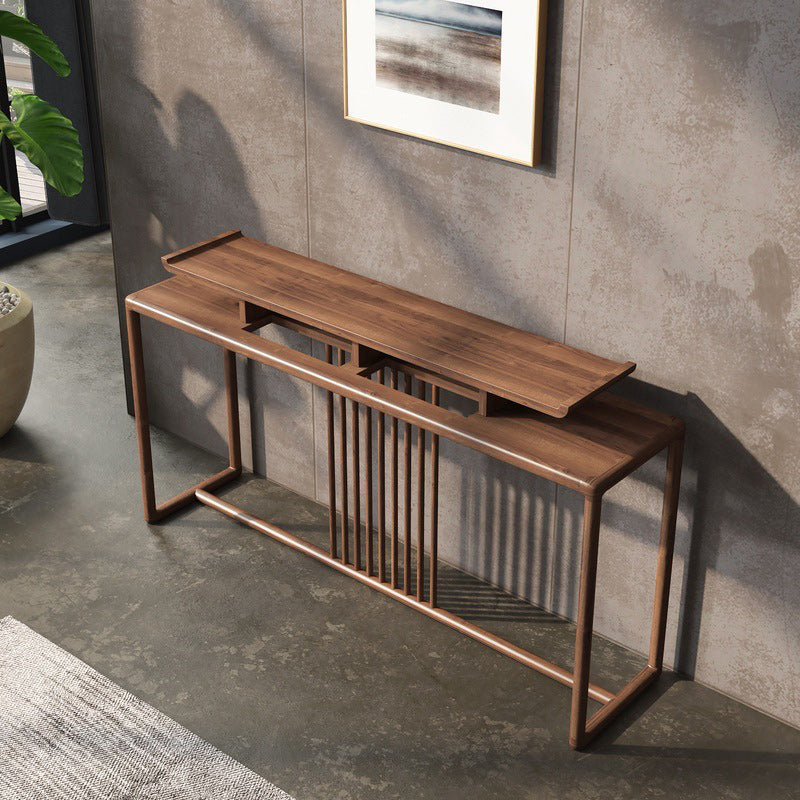 13"W Mid-Century Modern Console Table Pine Solid Wood Sofa Table