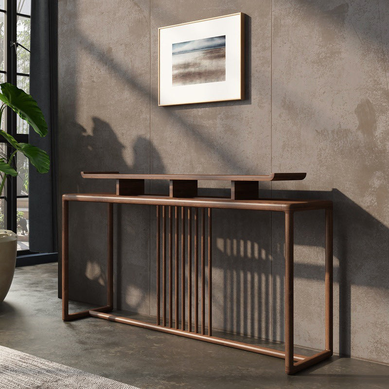 13"W Mid-Century Modern Console Table Pine Solid Wood Sofa Table