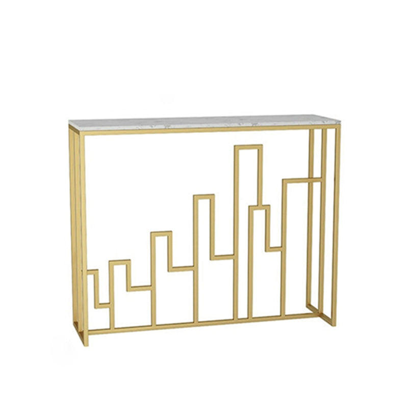 11.81" W Contemporary Console Accent Table Antique Finish Sofa Console Table in Marble