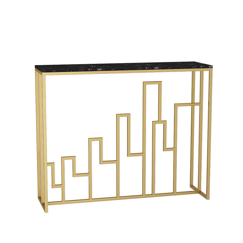 11.81" W Contemporary Console Accent Table Antique Finish Sofa Console Table in Marble