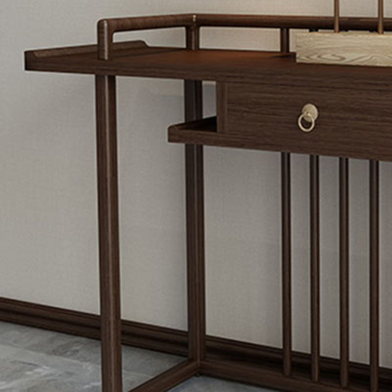 Solid Wood Console Table 1 Shelf Rectangle Accent Table for Hall