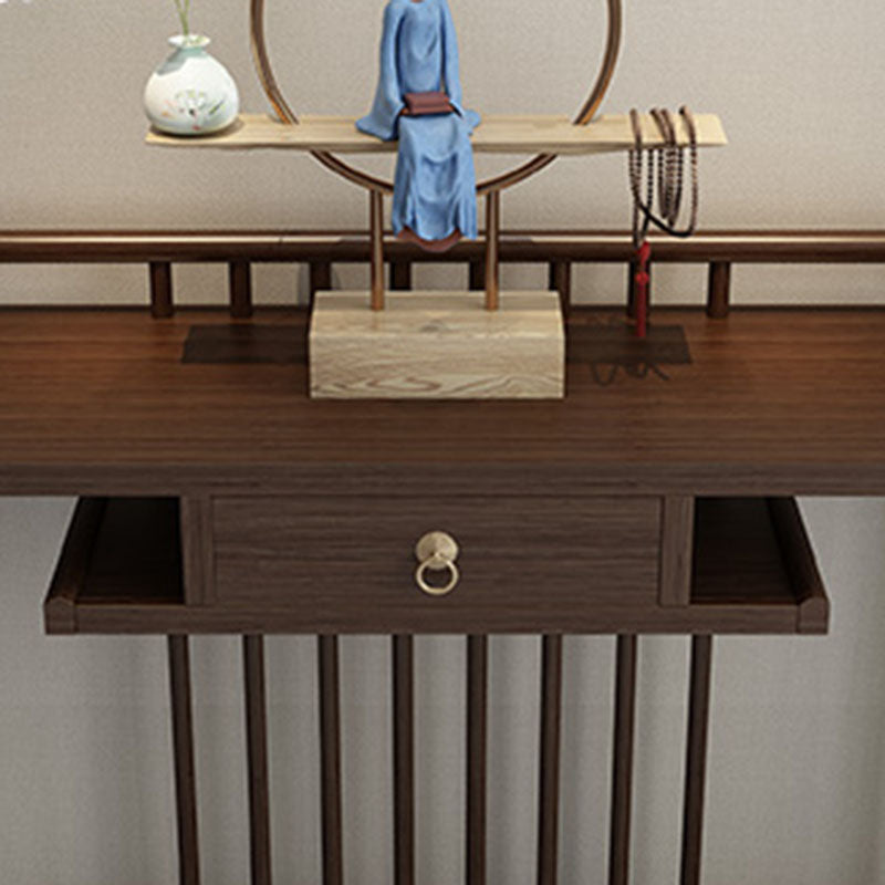 Solid Wood Console Table 1 Shelf Rectangle Accent Table for Hall