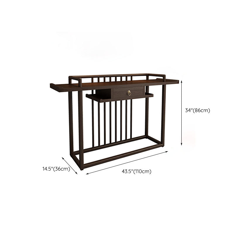 Solid Wood Console Table 1 Shelf Rectangle Accent Table for Hall