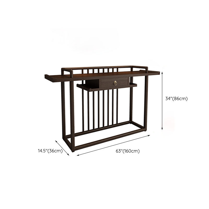 Solid Wood Console Table 1 Shelf Rectangle Accent Table for Hall