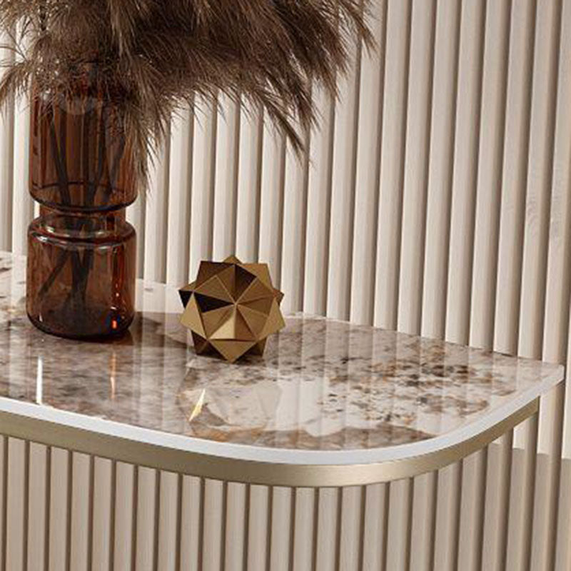 31.5" Tall Glam Console Table 1-shelf Stone Accent Table for Hall