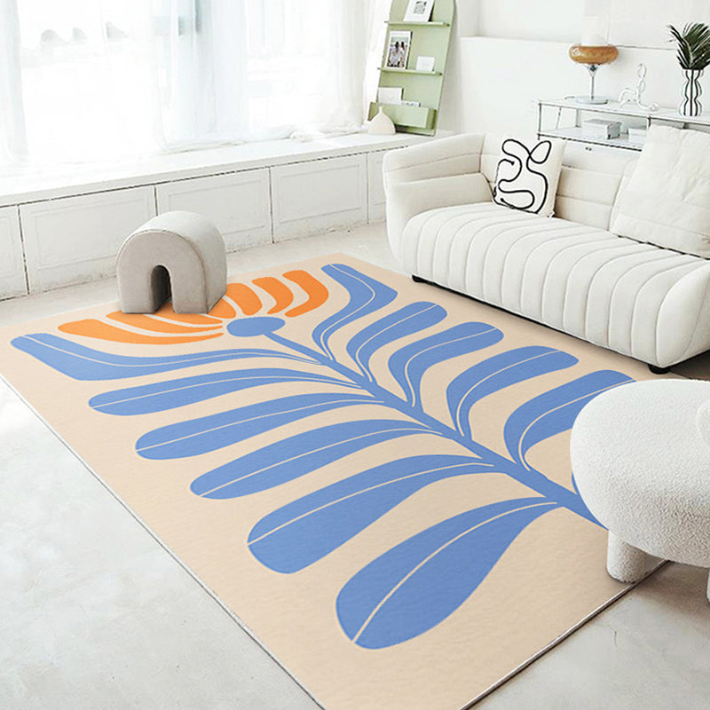 Nordic Plants Carpet Polyester Green Carpet Washable Carpet for Home Decor