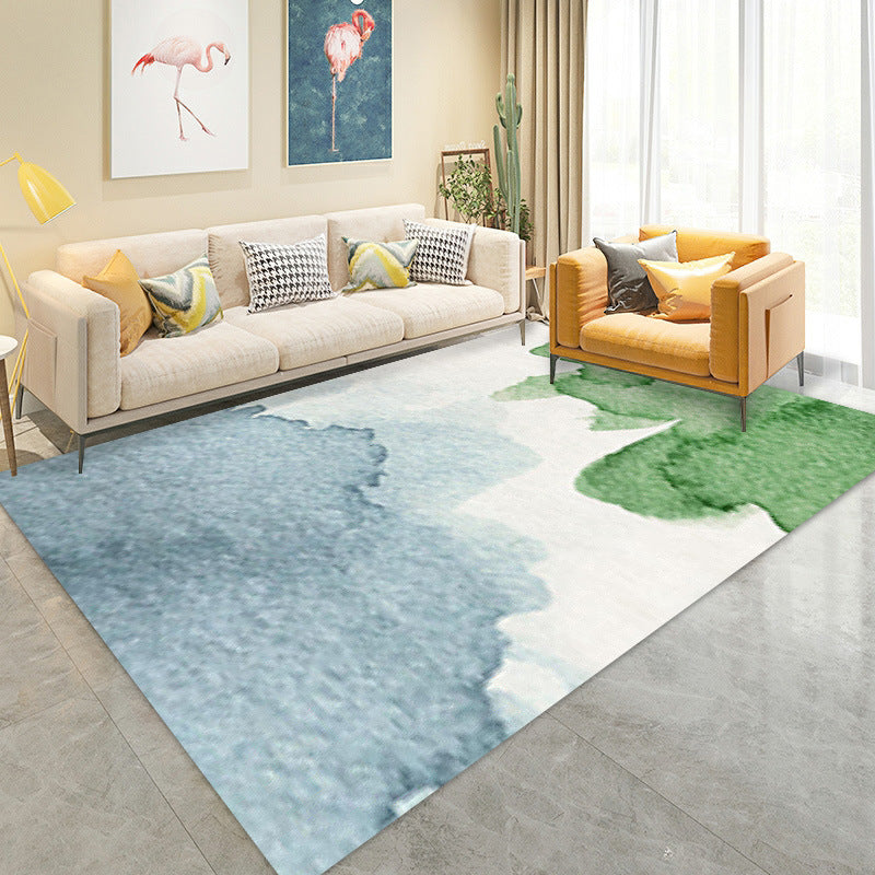Modern Graphic Carpet Polyester Green Carpet Washable Carpet for Drawing Room