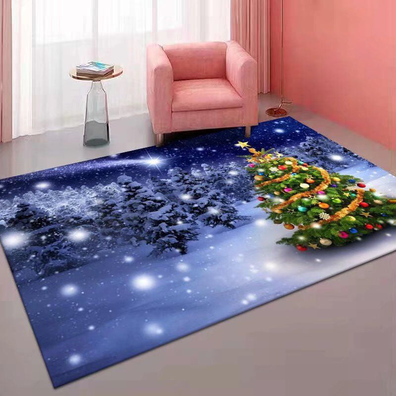 Modern Rug Polyester Christmas Tree Rug Stain Resistant Rug for Drawing Room