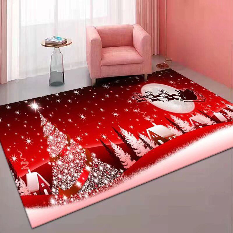 Modern Rug Polyester Christmas Tree Rug Stain Resistant Rug for Drawing Room