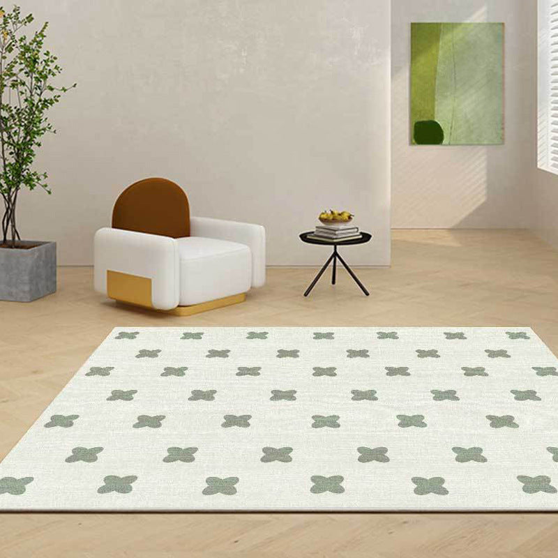 Contemporary Green Carpet Polyester Pattern Carpet Stain Resistant Carpet for Home Decor