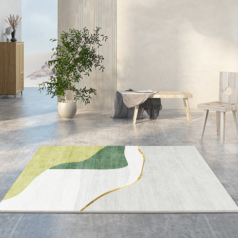 Contemporary Green Carpet Polyester Pattern Carpet Stain Resistant Carpet for Home Decor