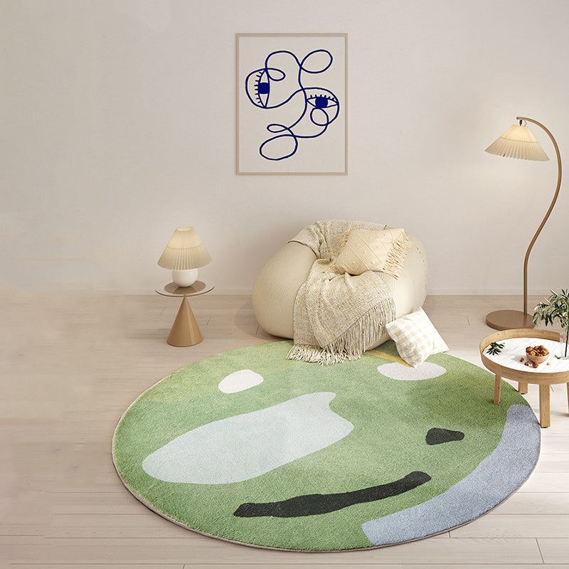 Green Contemporary Carpet Polyester Color Block Carpet Washable Carpet for Drawing Room