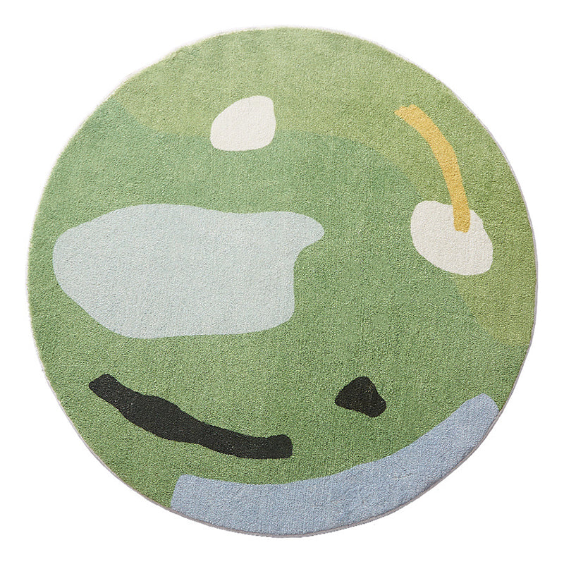 Green Contemporary Carpet Polyester Color Block Carpet Washable Carpet for Drawing Room