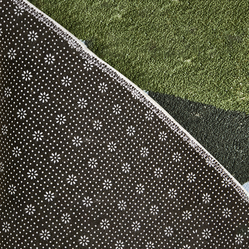 Green Contemporary Carpet Polyester Color Block Carpet Washable Carpet for Drawing Room