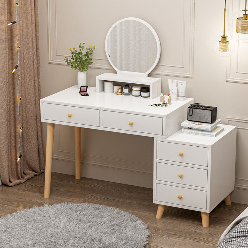 Wood and Metal Vanity Table with Stool Accent 5/6 Drawers Makeup Desk
