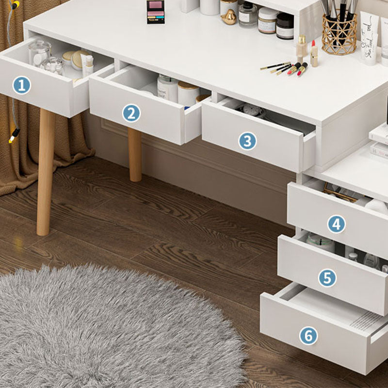 Wood and Metal Vanity Table with Stool Accent 5/6 Drawers Makeup Desk