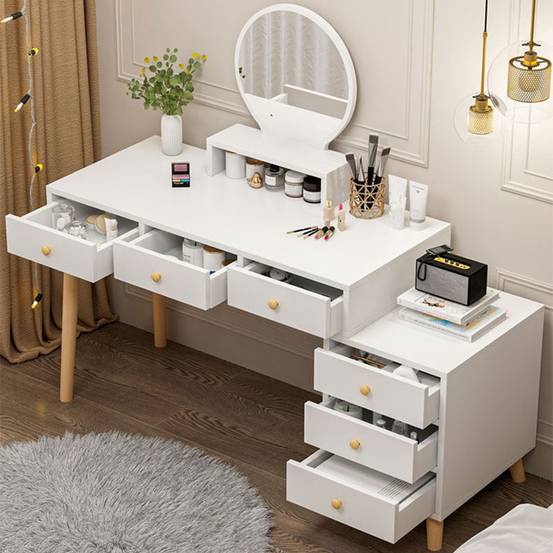 Wood and Metal Vanity Table with Stool Accent 5/6 Drawers Makeup Desk