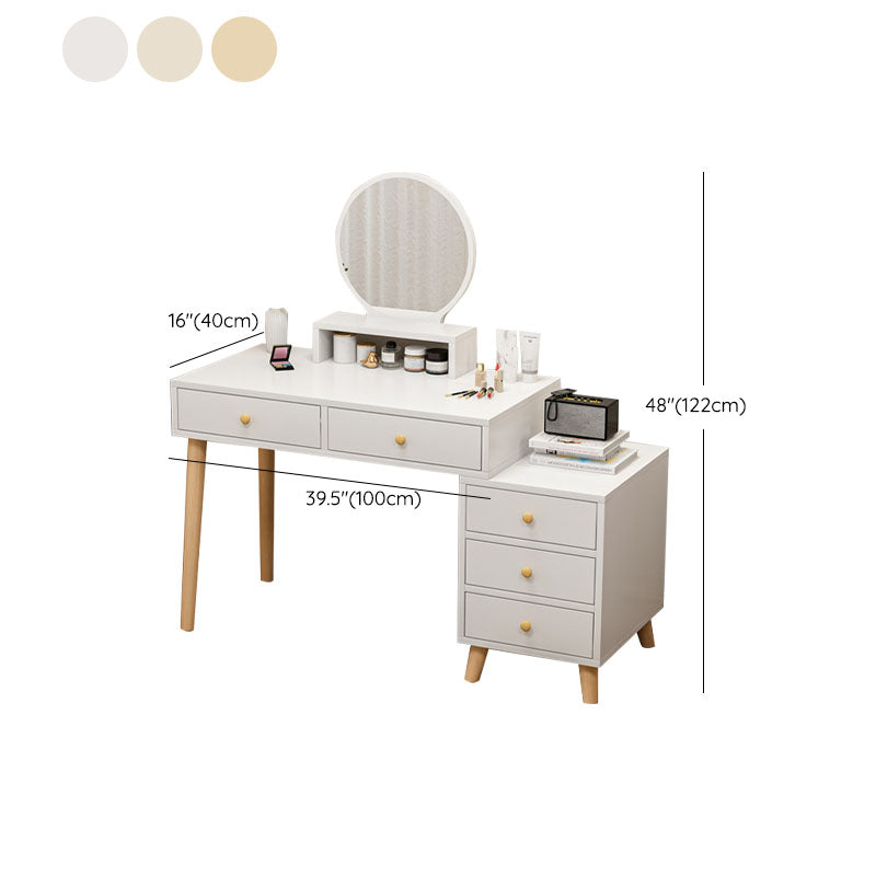 Wood and Metal Vanity Table with Stool Accent 5/6 Drawers Makeup Desk