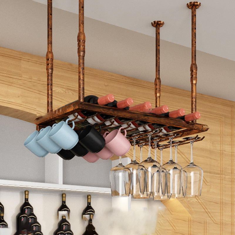 Industrial Metal Wine Bottle & Glass Rack Hanging Wine Rack Kit