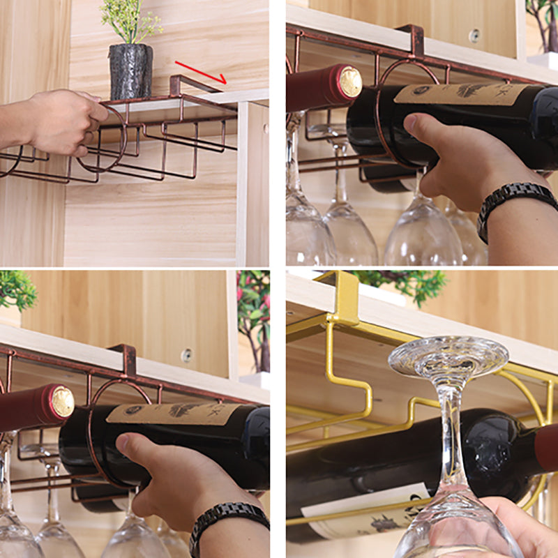 Industrial Hanging Wine Holder Metal Wine Glass Stemware Rack Holder